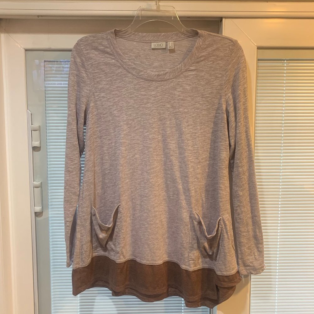 NWOT Logo Lori Goldstein Long Sleeve Pebble Shirt Size Large
